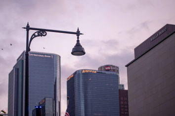 Vintage pole DTLA skyline