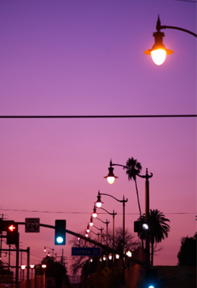Street lights at dusk