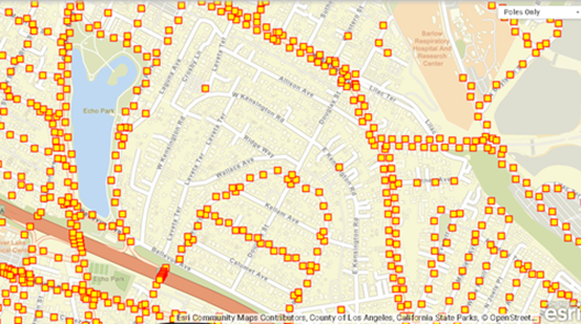 Poles on Map in Cartegraph