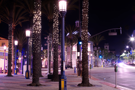 Smart poles at night