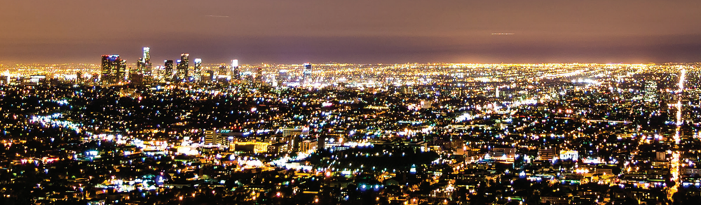 Night skyline of the greater City of Los Angeles